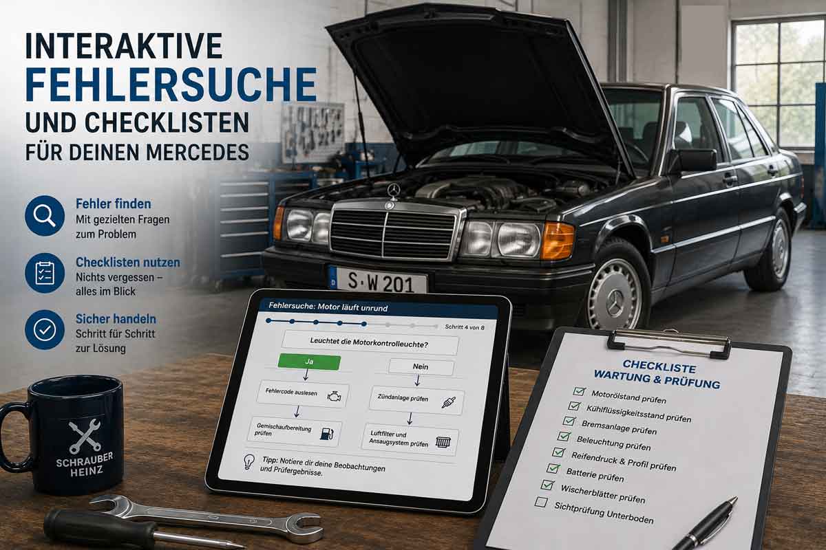 Interaktive Fehlersuche & Checklisten für deinen Mercedes