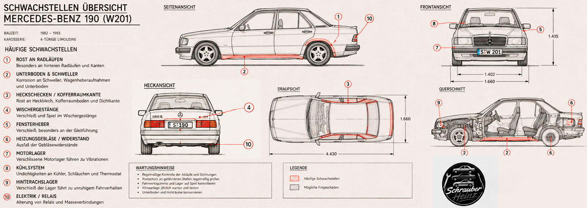 Mercedes 190 W201 Schwachstellen Uebersicht